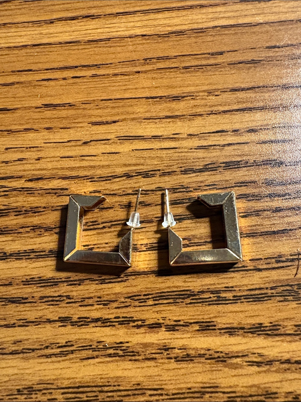 Geometric Square Hoop Stud Earrings - Gold